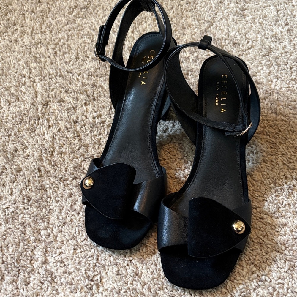 Cecelia New York Black Leather Sandals
